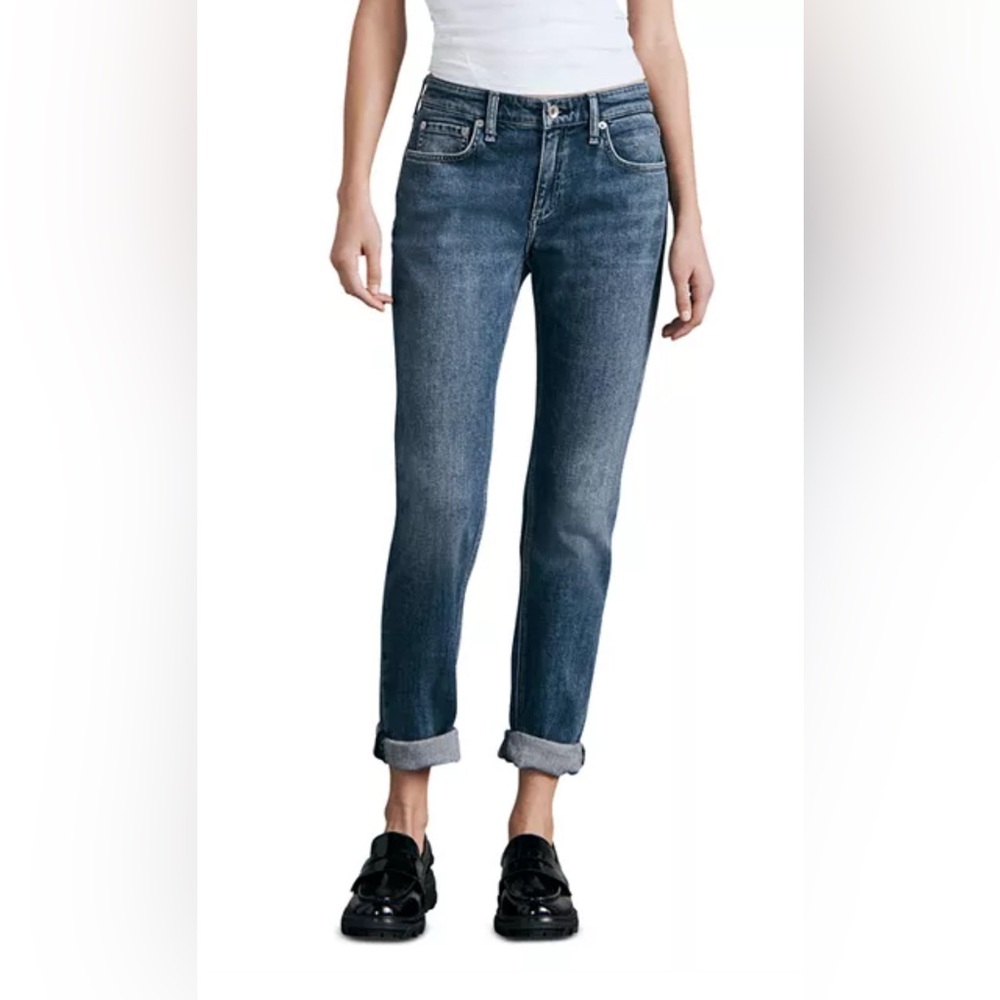 NWT Rag & Bone Dre Low-Rise Slim Boyfriend Jeans Medium Wash Size 25 2 - Picture 2 of 9